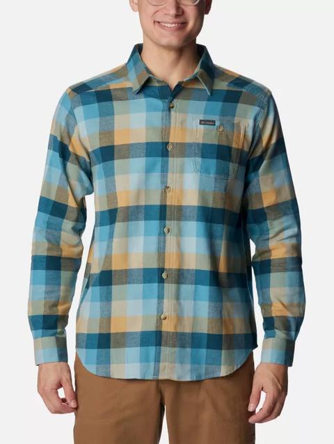 Men's Cornell Woods™ Flannel Long Sleeve Shirt - Tall Stone Blue Buffalo Check