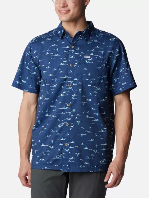 Men's PFG Super Slack Tide™ Camp Shirt - Tall Carbon Tailfins Print