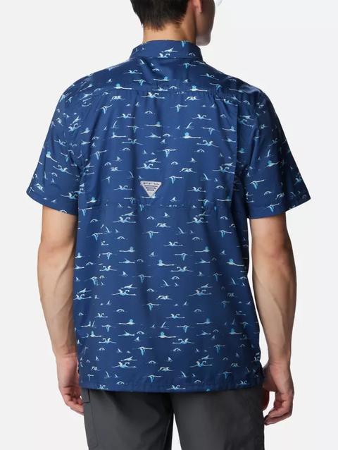 Men's PFG Super Slack Tide™ Camp Shirt - Tall Carbon Tailfins Print