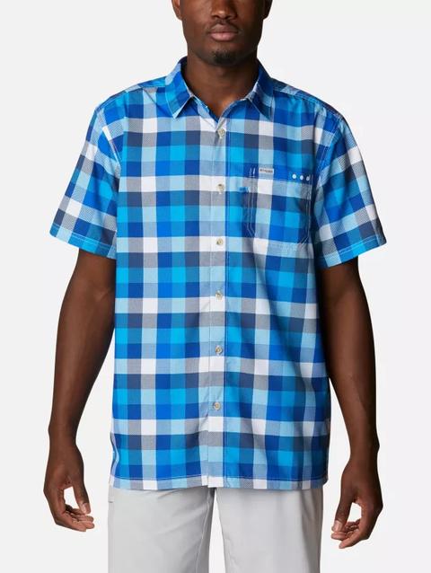 Men's PFG Super Slack Tide™ Camp Shirt - Tall Blue Macaw Multi Gingham