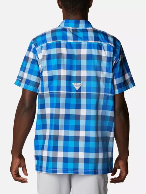 Men's PFG Super Slack Tide™ Camp Shirt - Tall Blue Macaw Multi Gingham