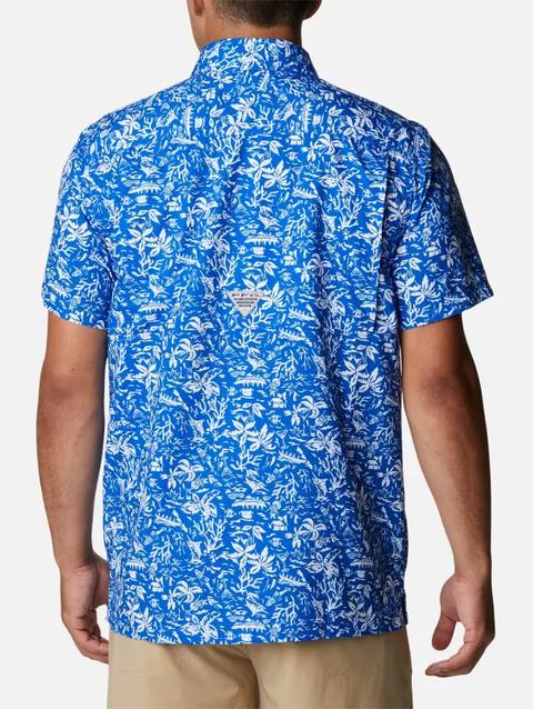 Men's PFG Super Slack Tide™ Camp Shirt - Tall Blue Macaw Kona Print