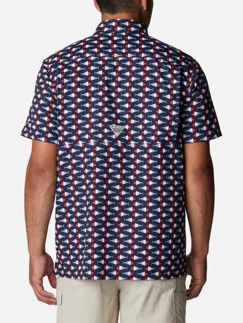 Men's PFG Super Slack Tide™ Camp Shirt - Tall Collegiate Navy Fish Bobber Print