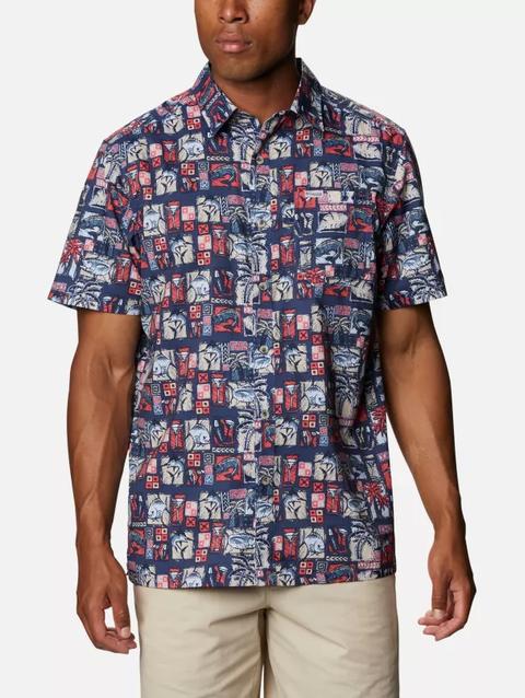 Men's PFG Super Slack Tide™ Camp Shirt - Tall Carbon Martinis and Lies Print