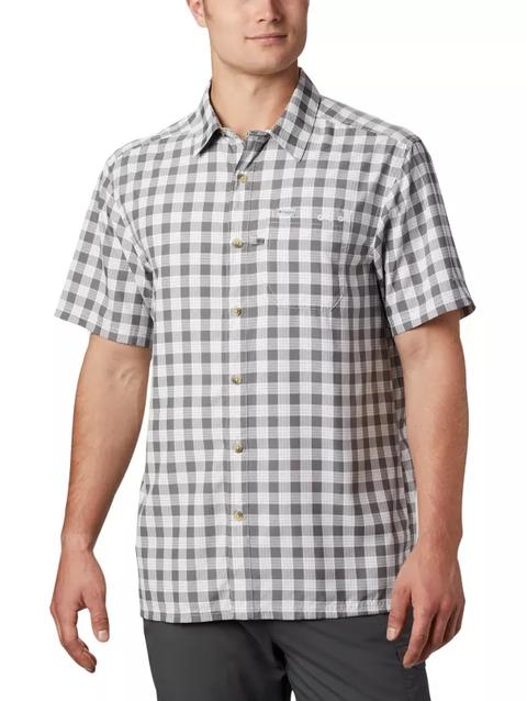 Men's PFG Super Slack Tide™ Camp Shirt - Tall City Grey Palaka Plaid