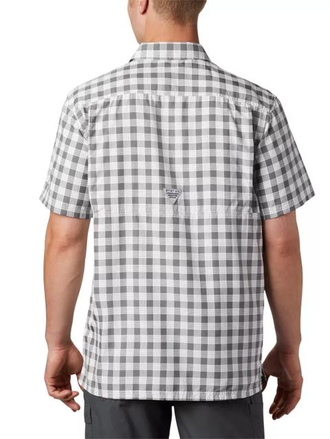 Men's PFG Super Slack Tide™ Camp Shirt - Tall City Grey Palaka Plaid