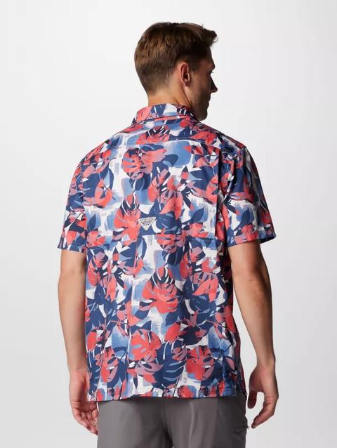 Men's PFG Super Slack Tide™ Camp Shirt - Tall Collegiate Navy Ikat Palms