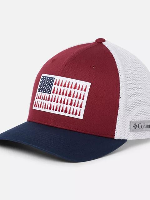 Columbia Mesh™ Tree Flag Ball Cap Red Jasper, White, Collegiate Navy