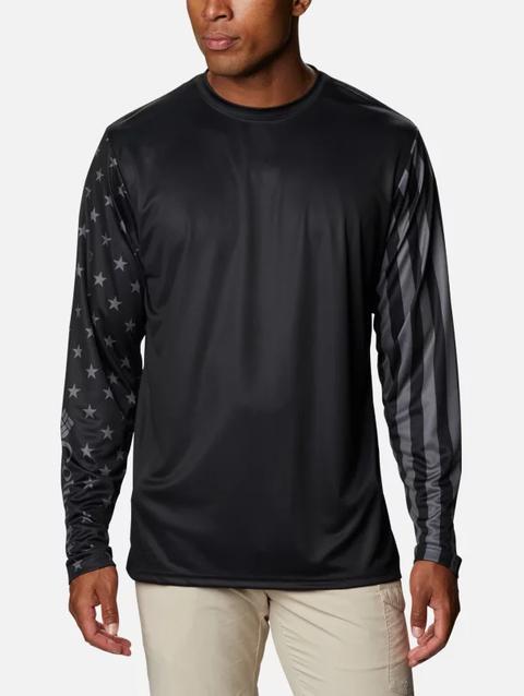 Men's PFG Terminal Tackle™ Americana Long Sleeve Shirt Black, City Grey