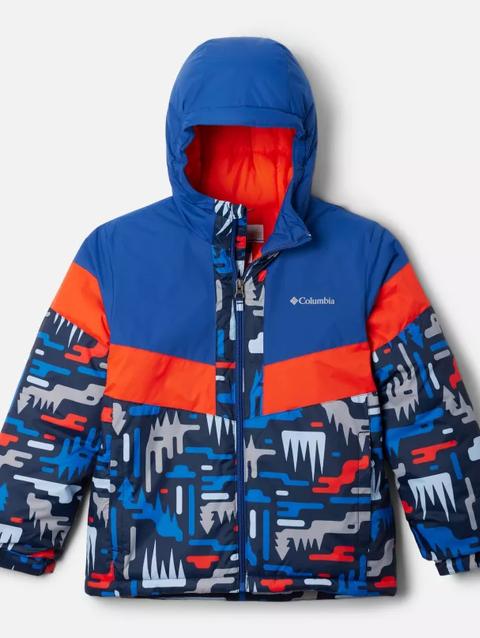 Boys' Lightning Lift™ III Printed Jacket Coll Navy Highland, Mtn Blue, Spicy