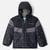 Boys' Lightning Lift™ III Printed Jacket Black Warp Plaid, City Grey