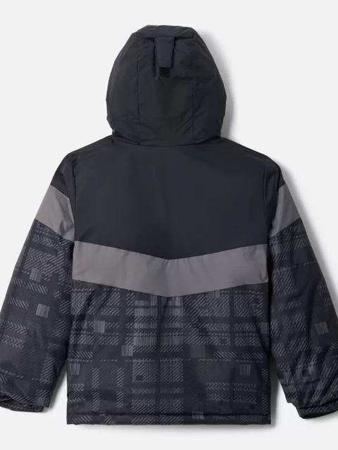 Boys' Lightning Lift™ III Printed Jacket Black Warp Plaid, City Grey