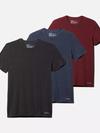 Men's Performance Cotton Stretch Crew - 3pk Blk/Port/India