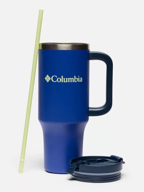 Stainless Steel Vacuum Tumbler with Handle - 40 oz Clematis Blue/Spring Yellow