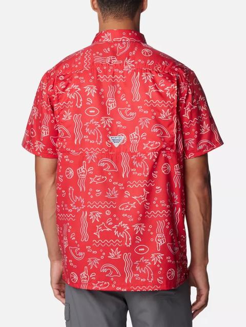 Men's Collegiate PFG Super Slack Tide™ Shirt - Ohio State OS - Intense Red Fish Fan Print