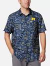 Men's Collegiate PFG Super Slack Tide™ Shirt - Michigan UM - Collegiate Navy Fish Fan Print