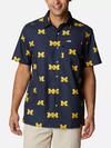 Men's Collegiate PFG Super Slack Tide™ Shirt - Michigan UM - Collegiate Navy Logo Print