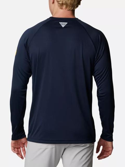 Men's Collegiate PFG Terminal Tackle™ Long Sleeve Shirt - Michigan UM - Collegiate Navy, Collegiate Yellow