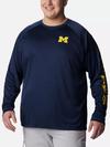 Men's Collegiate PFG Terminal Tackle™ Long Sleeve Shirt - Big - Michigan UM - Collegiate Navy, Collegiate Yellow