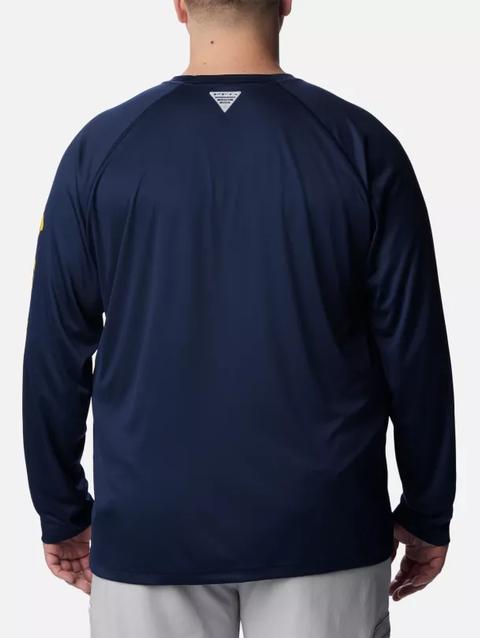 Men's Collegiate PFG Terminal Tackle™ Long Sleeve Shirt - Big - Michigan UM - Collegiate Navy, Collegiate Yellow