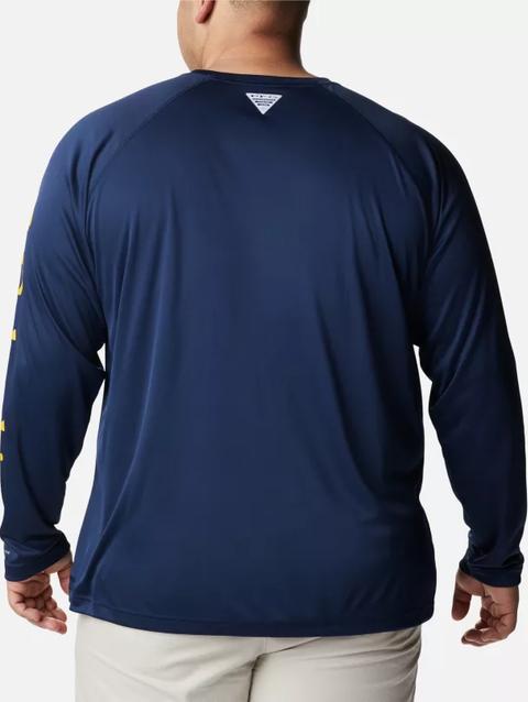 Men's Collegiate PFG Terminal Tackle™ Long Sleeve Shirt - Big - West Virginia WV - Collegiate Navy, MLB Gold