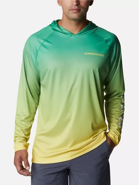 Men's Collegiate PFG Super Terminal Tackle™ Hoodie - Oregon UO - Fuse Green Gradient Print