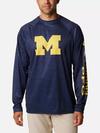 Men's Collegiate PFG Terminal Tackle™ Heather Long Sleeve Shirt - Michigan UM - Collegiate Navy Heather