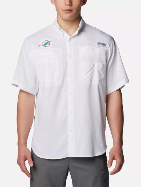 Men's PFG Tamiami™ Short Sleeve Shirt - Miami Dolphins FMD - White