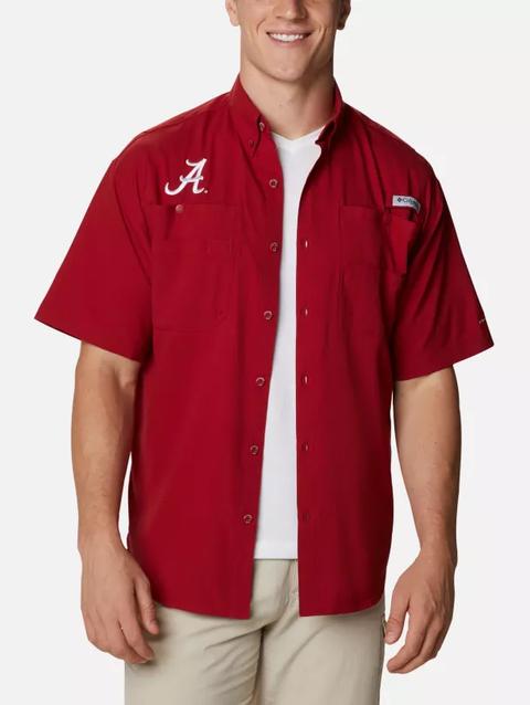 Men's Collegiate PFG Tamiami™ Short Sleeve Shirt - Tall - Alabama ALA - Red Velvet