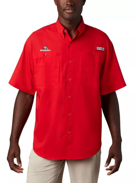 Men's Collegiate PFG Tamiami™ Short Sleeve Shirt - Tall - Georgia UGA - Bright Red