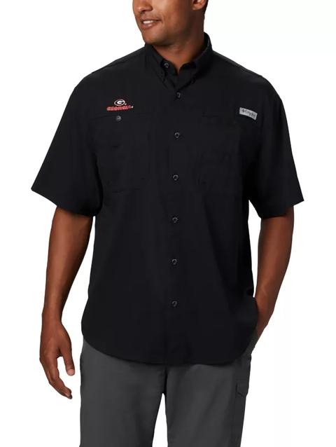 Men's Collegiate PFG Tamiami™ Short Sleeve Shirt - Tall - Georgia UGA - Black