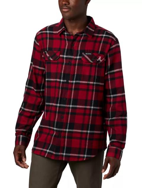 Men's Collegiate Flare Gun™ Flannel Long Sleeve Shirt - Alabama ALA - Red Velvet Plaid