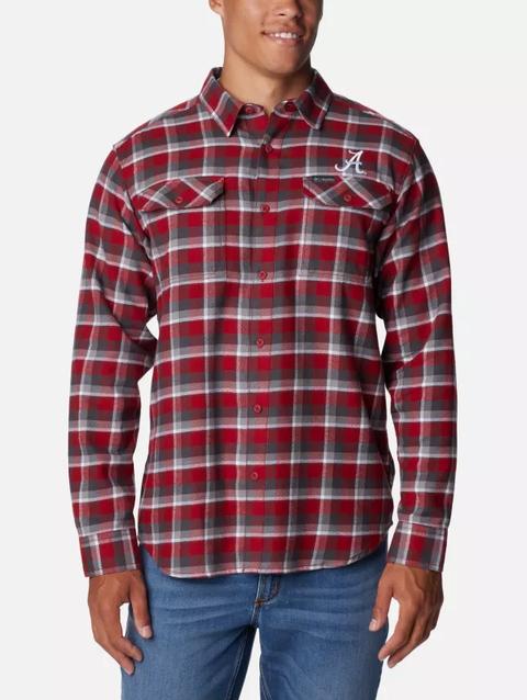 Men's Collegiate Flare Gun™ Flannel Long Sleeve Shirt - Alabama ALA - Red Velvet Plaid