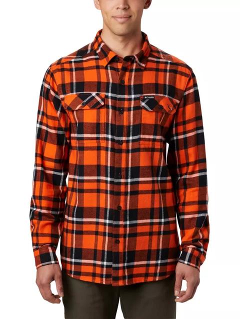 Men's Collegiate Flare Gun™ Flannel Long Sleeve Shirt - Oregon State OSU - Tangy Orange Plaid