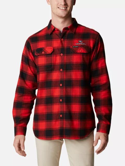 Men's Collegiate Flare Gun™ Flannel Long Sleeve Shirt - Georgia UGA - Bright Red Plaid