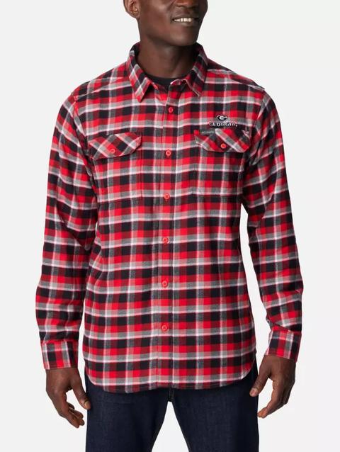 Men's Collegiate Flare Gun™ Flannel Long Sleeve Shirt - Georgia UGA - Bright Red Plaid