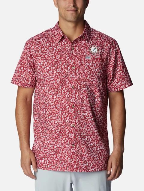 Men's Collegiate PFG Super Slack Tide™ Shirt - Alabama ALA - Red Velvet Gameday Print