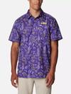 Men's Collegiate PFG Super Slack Tide Shirt - LSU LSU - Vivid Purple Fish Fan Print