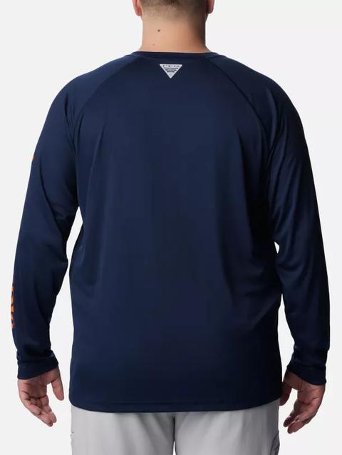 Men's Collegiate PFG Terminal Tackle™ Long Sleeve Shirt - Big - Auburn AUB - Collegiate Navy, Spark Orange