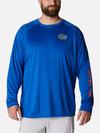 Men's Collegiate PFG Terminal Tackle™ Long Sleeve Shirt - Big - Florida FLA - Azul, Spark Orange