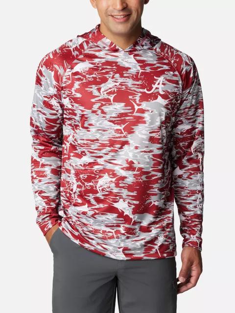 Men's Collegiate PFG Super Terminal Tackle™ Hoodie - Alabama ALA - Red Velvet Rippled Print