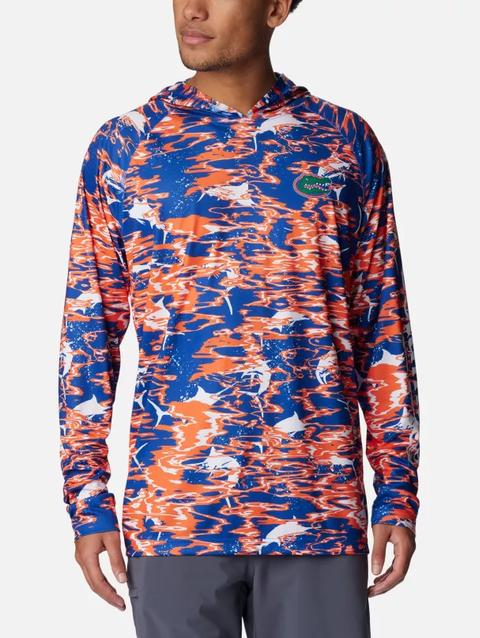 Men's Collegiate PFG Super Terminal Tackle™ Hoodie - Florida FLA - Azul Rippled Print