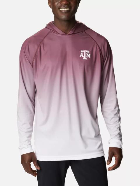 Men's Collegiate PFG Super Terminal Tackle™ Hoodie - Texas A&M TAM - Deep Maroon Gradient Print