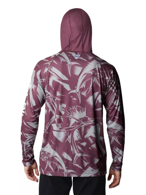 Men's Collegiate PFG Super Terminal Tackle™ Hoodie - Texas A&M TAM - Deep Maroon Game Fish Print