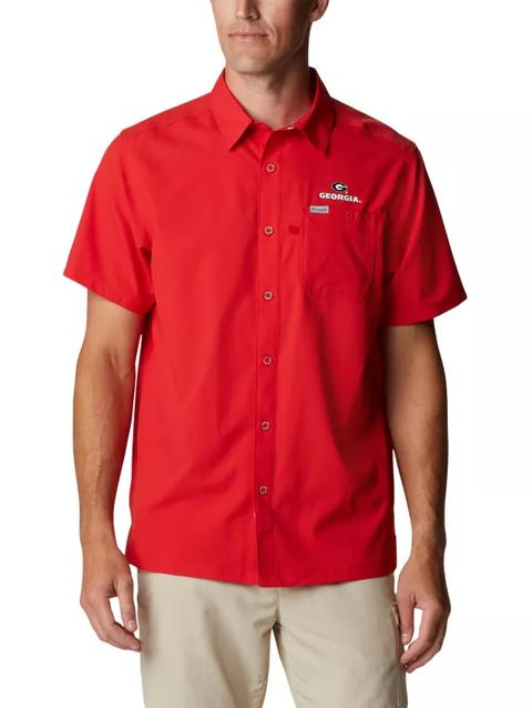 Men's Collegiate PFG Slack Tide™ Camp Shirt - Georgia UGA - Bright Red