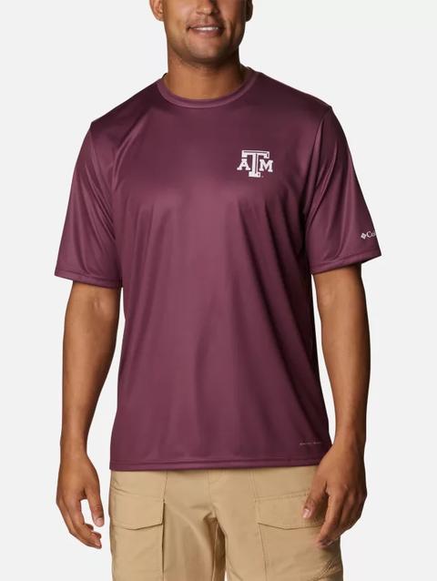 Men's Collegiate PFG Terminal Tackle™ Short Sleeve Shirt - Texas A&M TAM - Deep Maroon