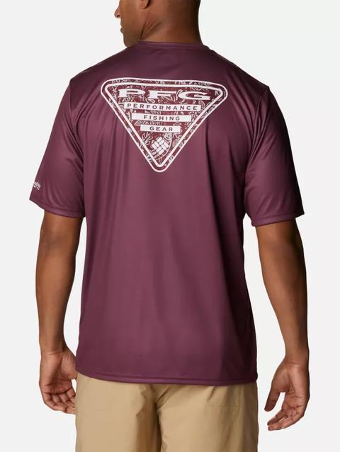 Men's Collegiate PFG Terminal Tackle™ Short Sleeve Shirt - Texas A&M TAM - Deep Maroon