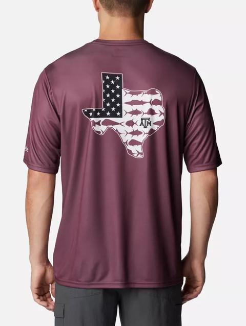 Men's Collegiate PFG Terminal Tackle™ Short Sleeve Shirt - Texas A&M TAM - Deep Maroon