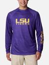 Men's Collegiate PFG Terminal Tackle™ Heather Long Sleeve Shirt - LSU LSU - Vivid Purple Heather