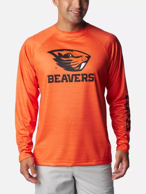 Men's Collegiate PFG Terminal Tackle™ Heather Long Sleeve Shirt - Oregon State OSU - Tangy Orange Heather